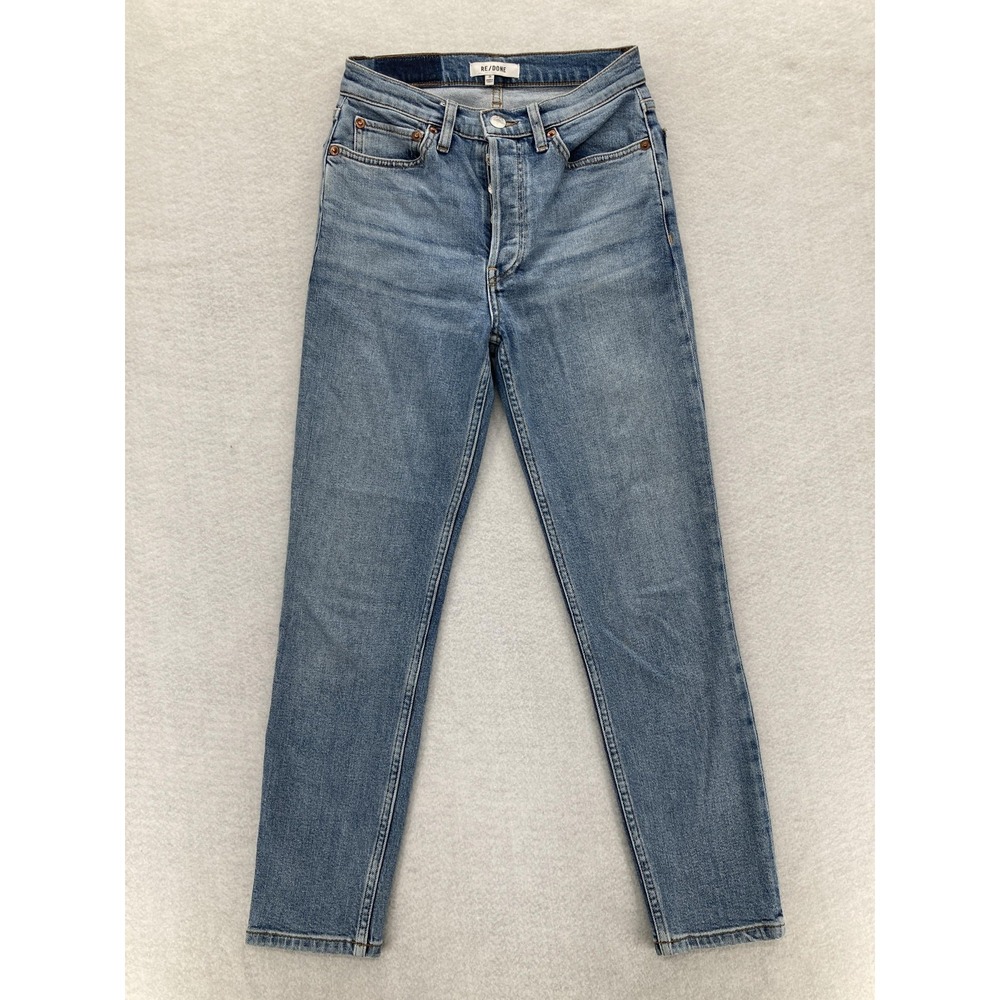 Re/Done Jeans Womens 26 90s High Rise Ankle Crop Distressed Button Fly Denim